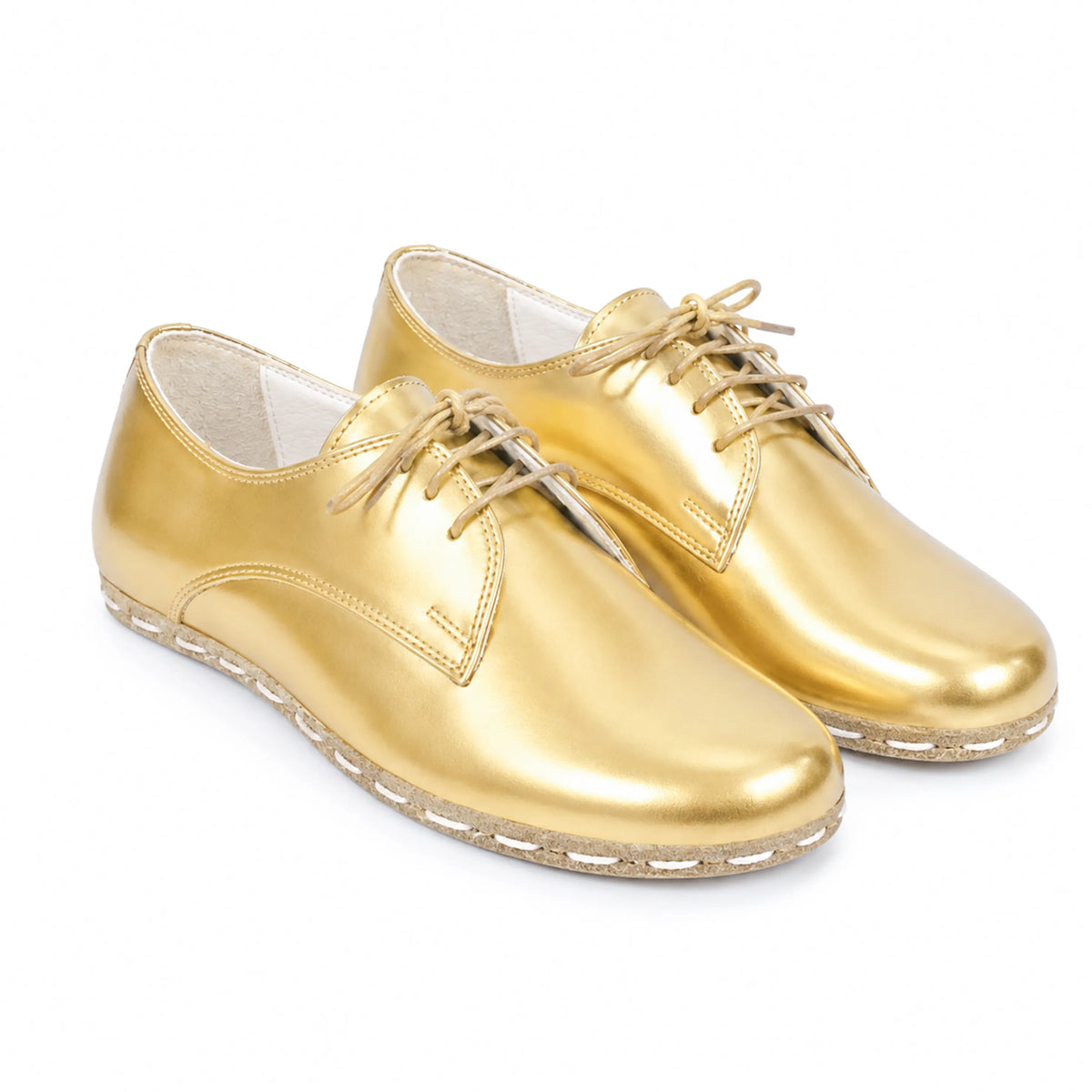 Bright Barefoot Oxford Shoes — Leather Sole – Gold