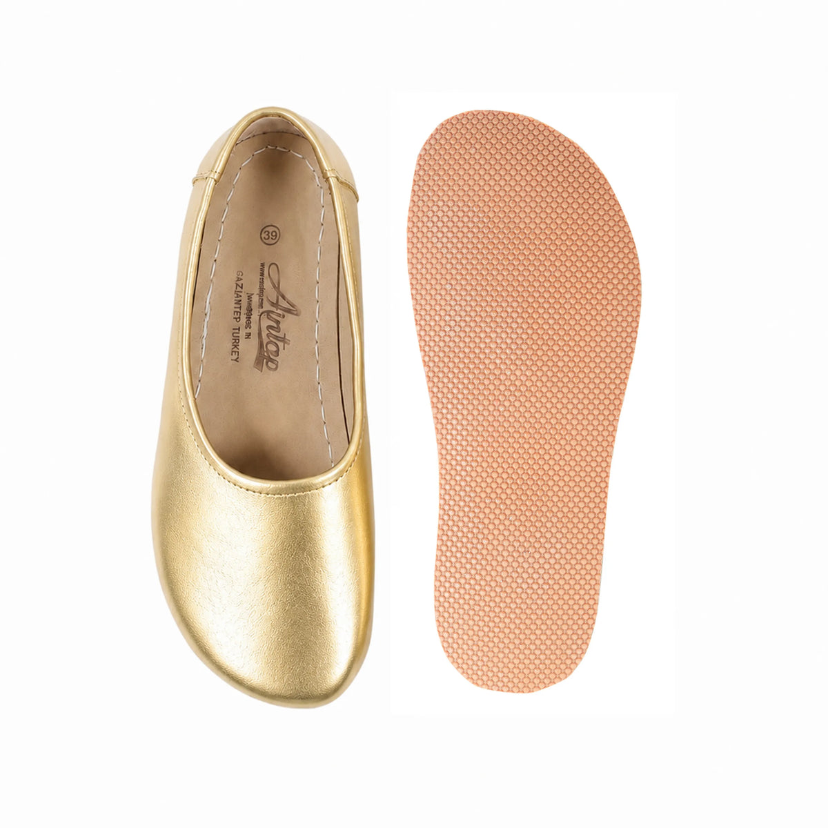 Bright Barefoot Ballet Shoes – Rubber Sole - Gold
