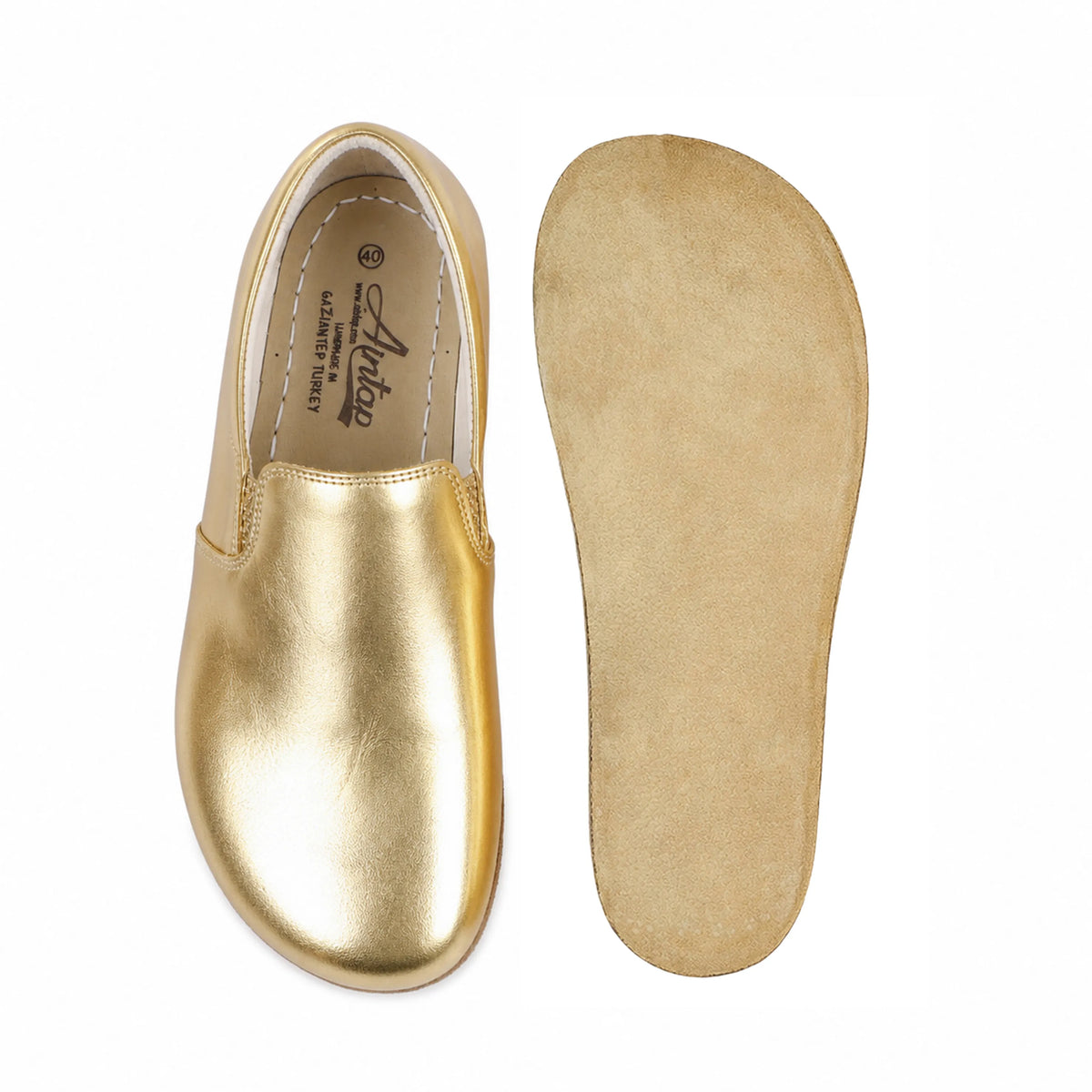 Bright Barefoot Slip-On Shoes – Classic Sole — Leather Sole – Gold