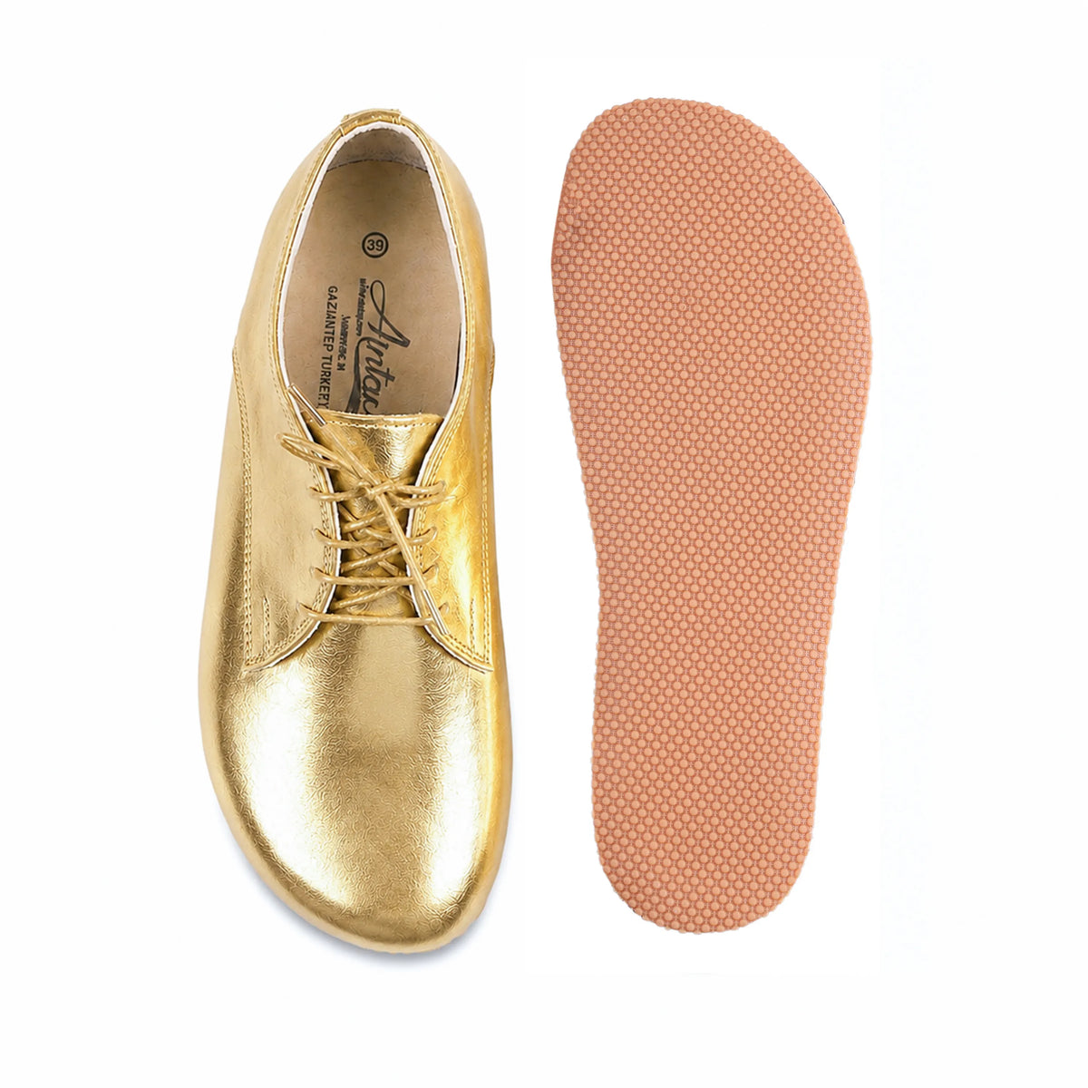 Bright Barefoot Oxford Shoes – Rubber Sole – Gold
