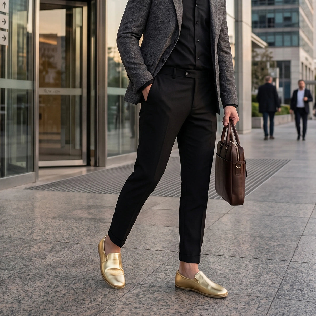 Bright Barefoot Slip-On Shoes – Classic Sole — Leather Sole – Gold