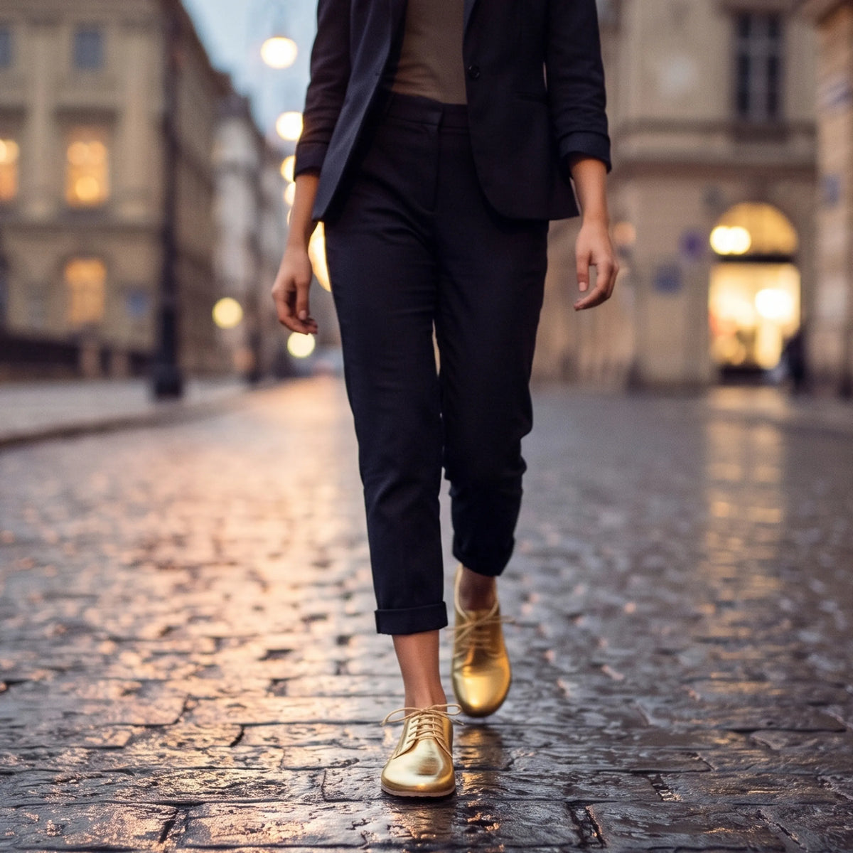 Bright Barefoot Oxford Shoes – Rubber Sole – Gold