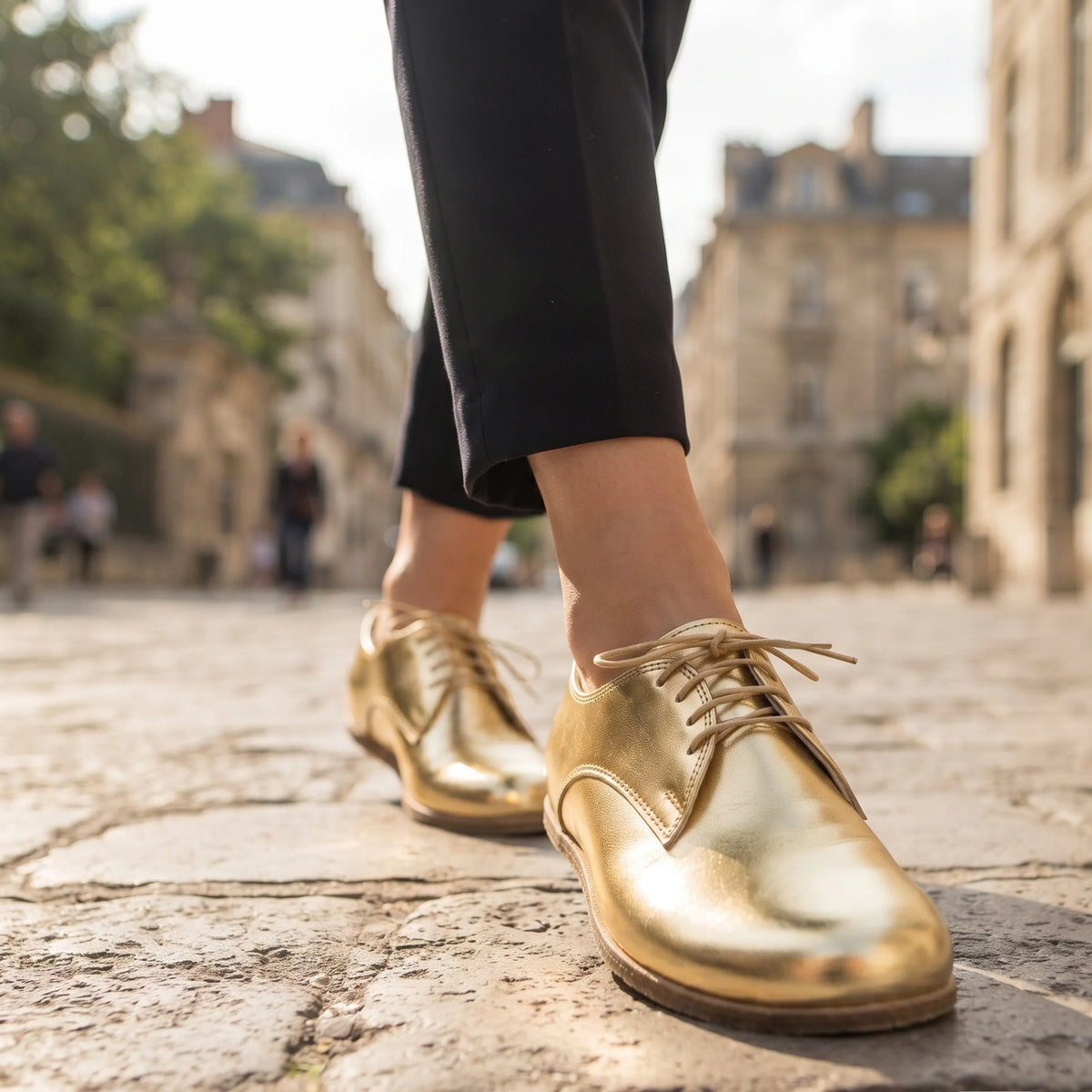 Bright Barefoot Oxford Shoes – Classic Sole — Leather Sole – Gold