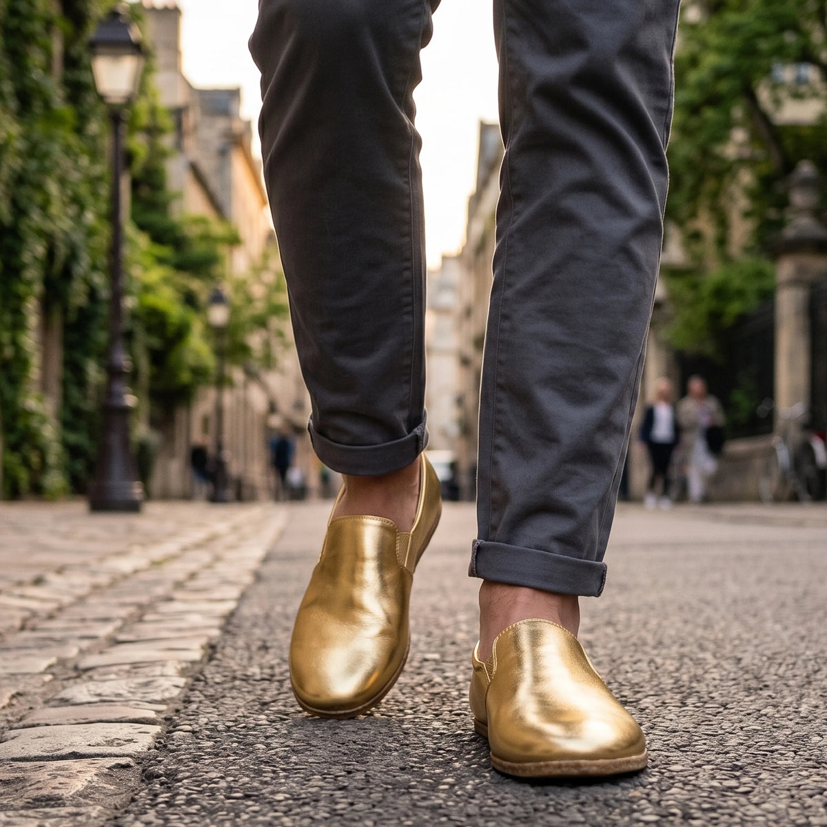 Bright Barefoot Slip-On Shoes – Classic Sole — Leather Sole – Gold