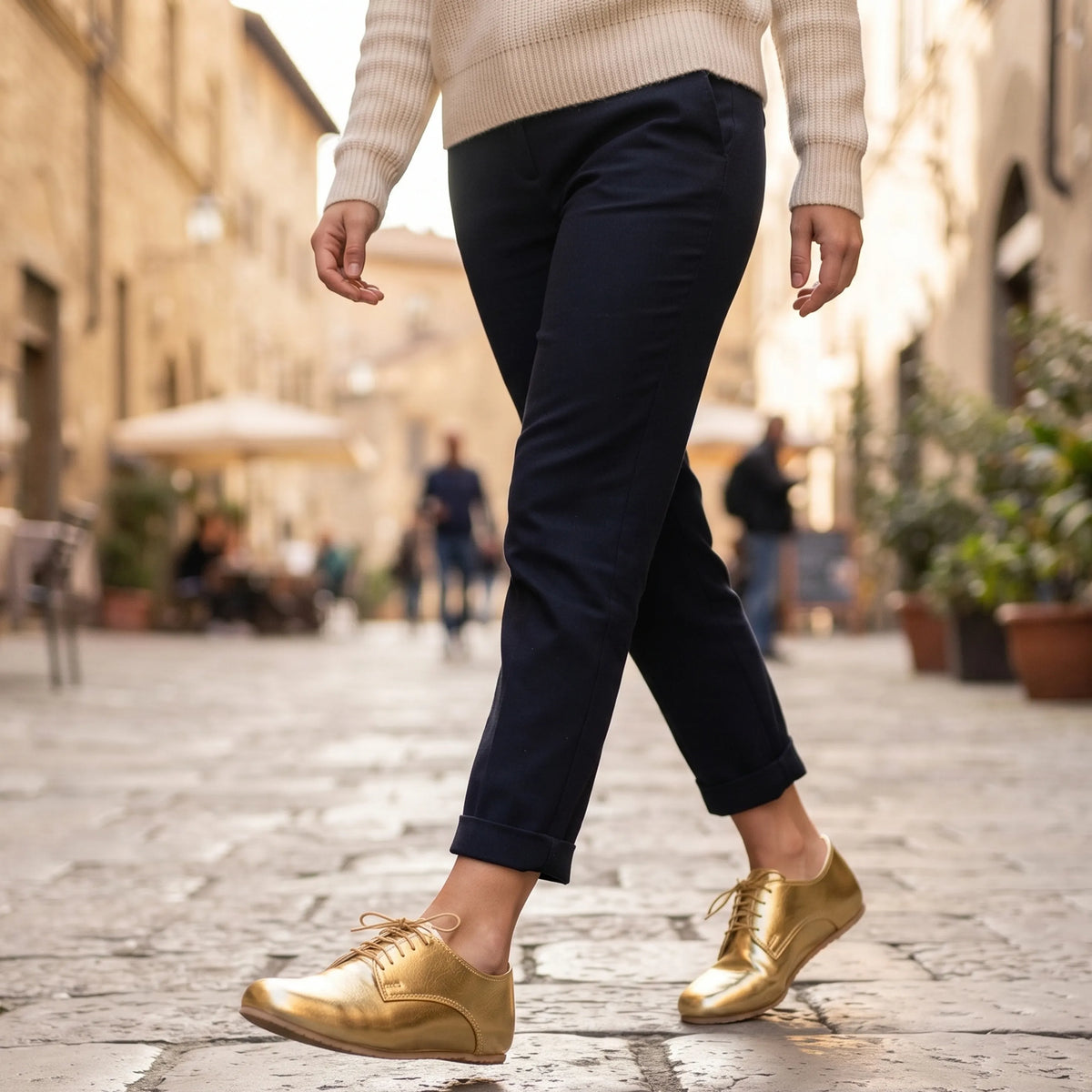 Bright Barefoot Oxford Shoes – Rubber Sole – Gold