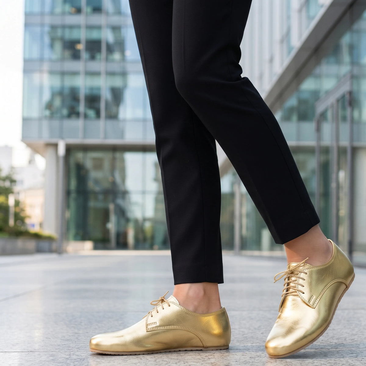 Bright Barefoot Oxford Shoes – Rubber Sole – Gold