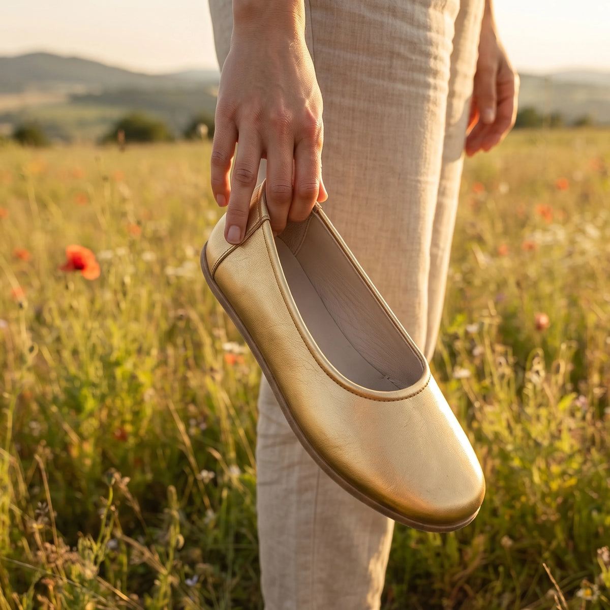 Bright Barefoot Ballet Shoes – Classic Sole — Leather Sole – Gold