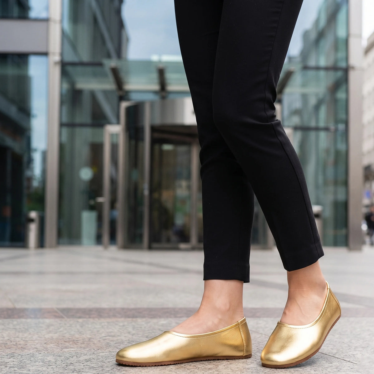 Bright Barefoot Ballet Shoes – Rubber Sole - Gold