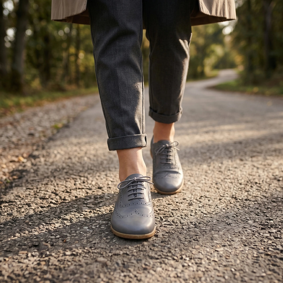 Smooth Barefoot Moccasin Shoes – Classic Sole — Leather Sole – Gray