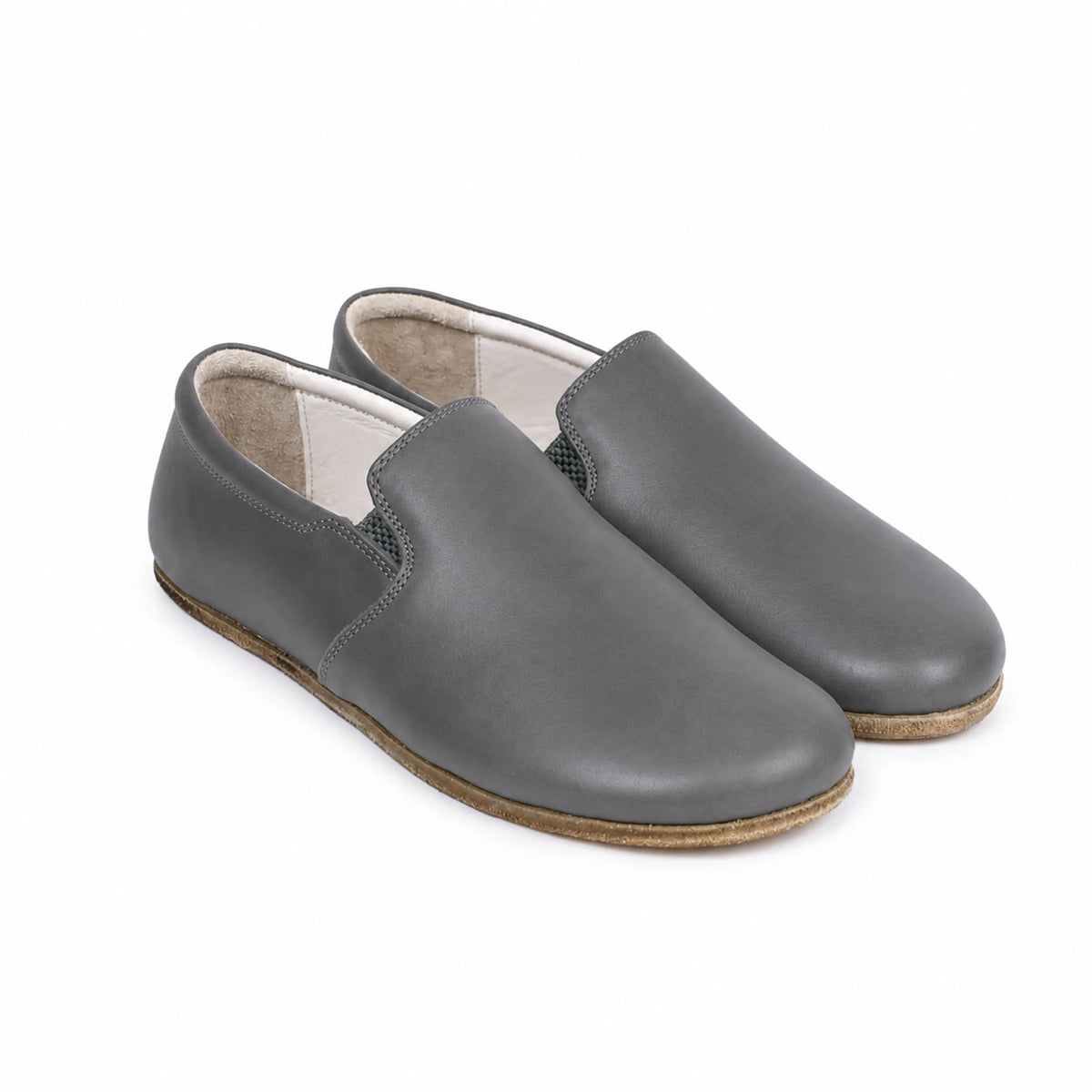 Smooth Barefoot Slip-On Shoes – Classic Sole — Leather Sole – Gray