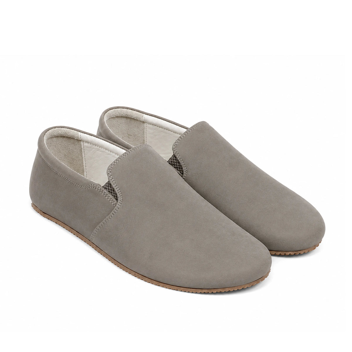 Nubuck Barefoot Slip-On Shoes – Rubber Sole – Gray