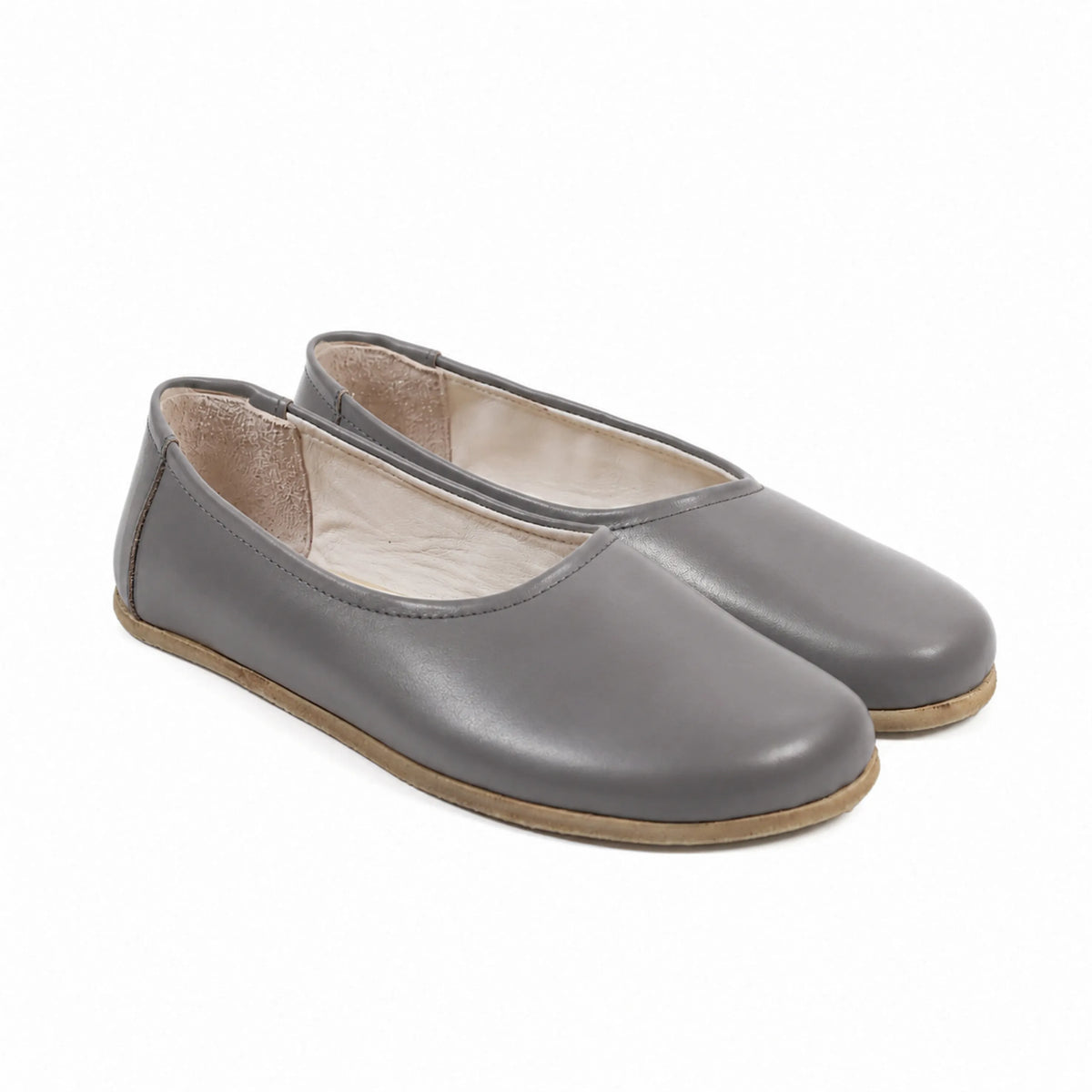 Smooth Barefoot Ballet Shoes – Classic Sole — Leather Sole – Gray