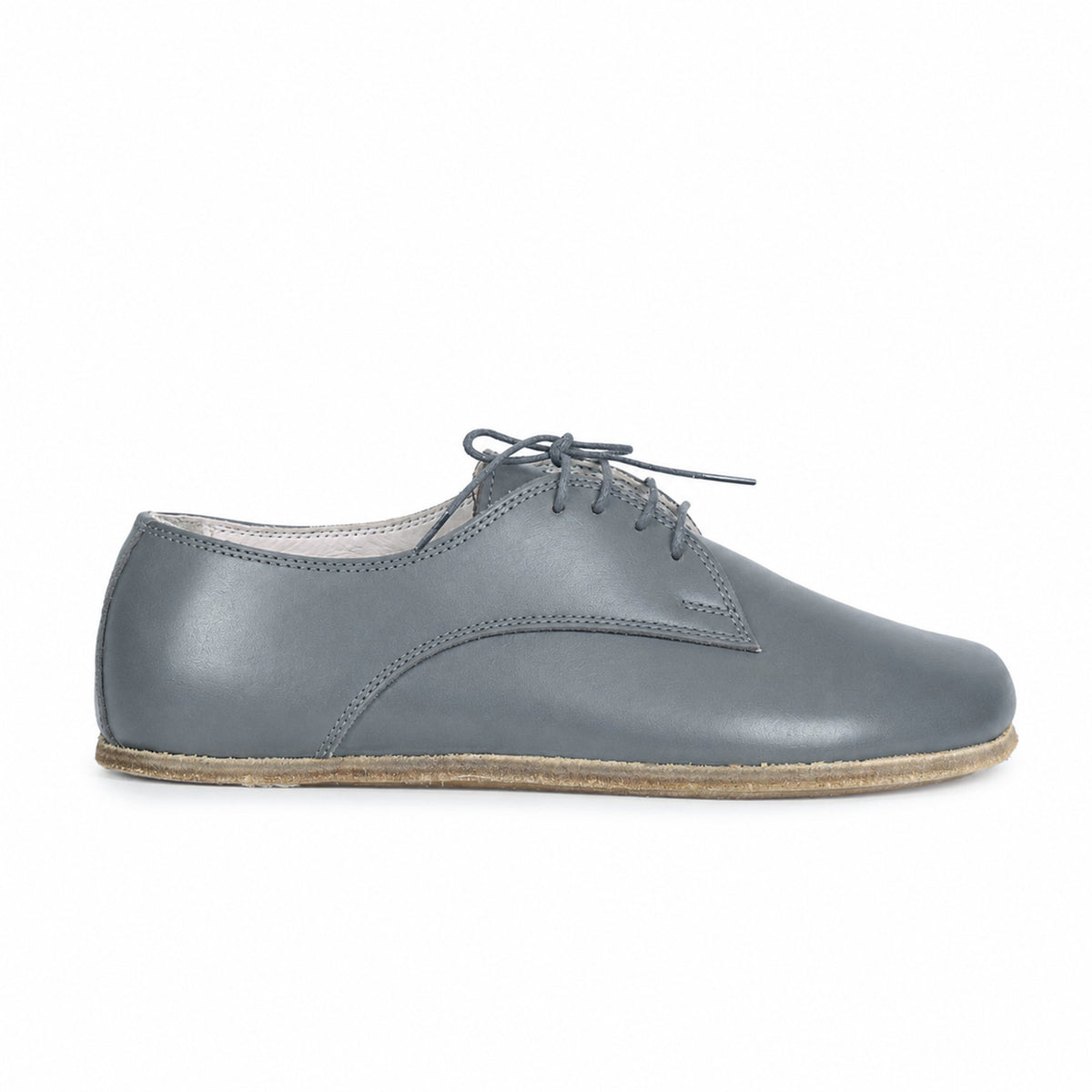 Smooth Barefoot Oxford Shoes – Classic Sole — Leather Sole – Gray