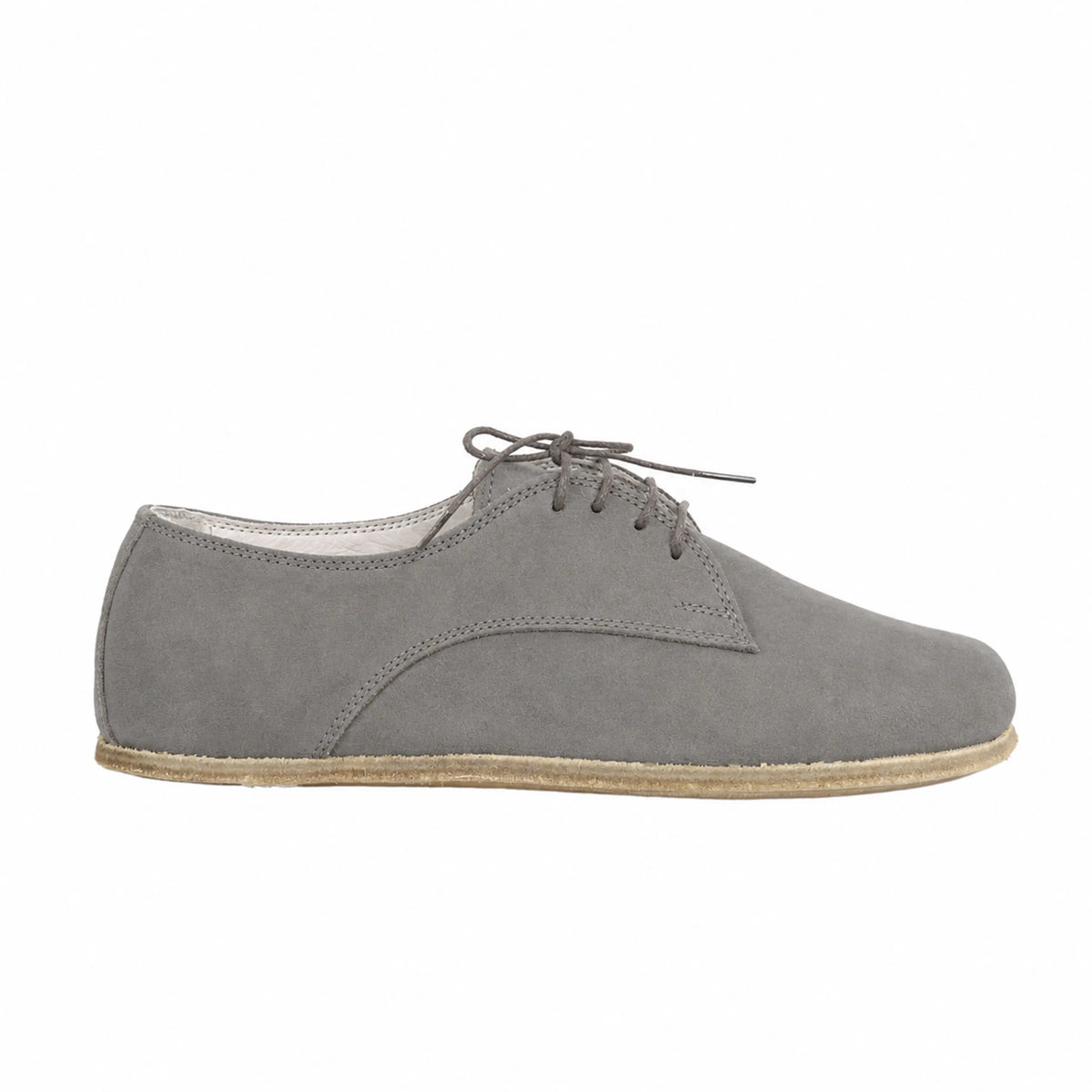 Nubuck Barefoot Oxford Shoes – Classic Sole — Leather Sole – Gray
