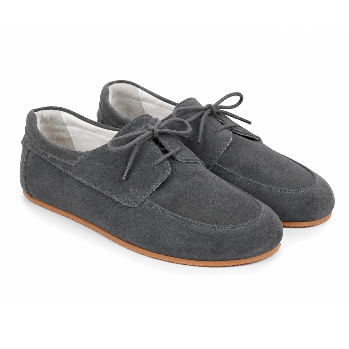 Suede Barefoot Laces Penny Loafer Shoes – Rubber Sole – Gray