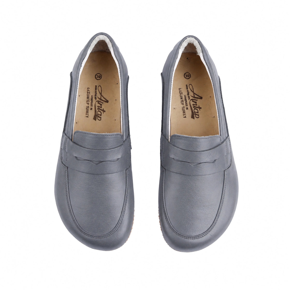Smooth Barefoot Penny Loafer Shoes – Rubber Sole – Gray