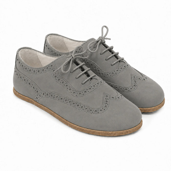 Nubuck Barefoot Moccasin Shoes – Classic Sole — Leather Sole – Gray