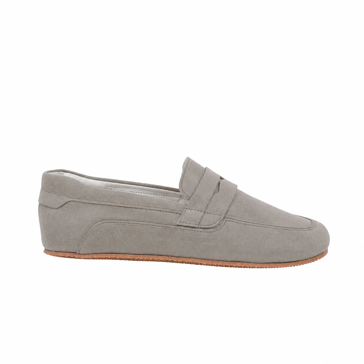 Nubuck Barefoot Penny Loafer Shoes – Rubber Sole – Gray