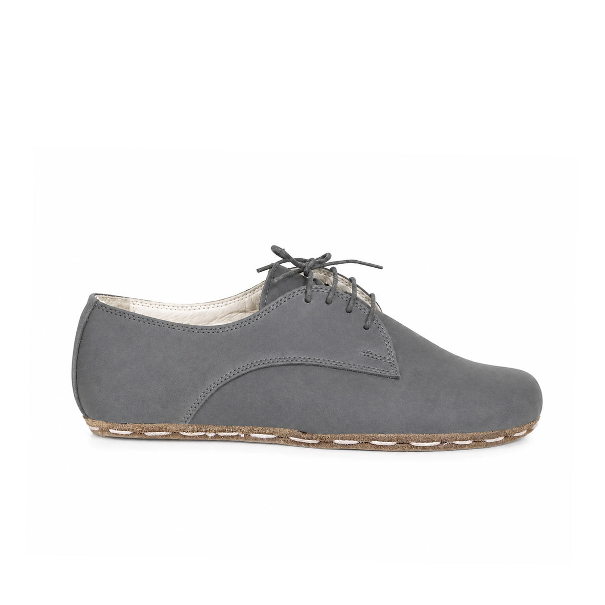 Smooth Barefoot Oxford Shoes — Leather Sole – Gray