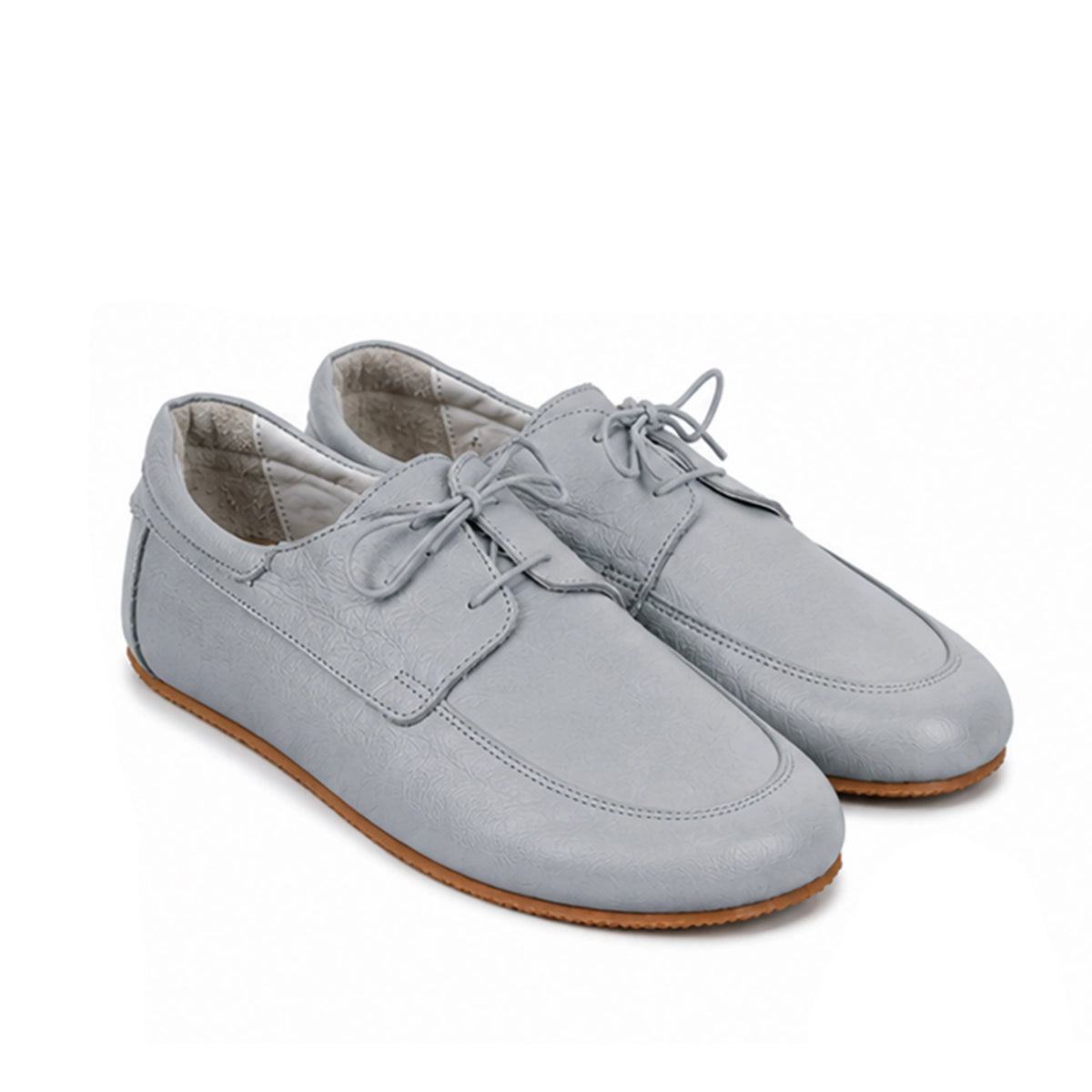 Smooth Barefoot Laces Penny Loafer Shoes – Rubber Sole – Gray