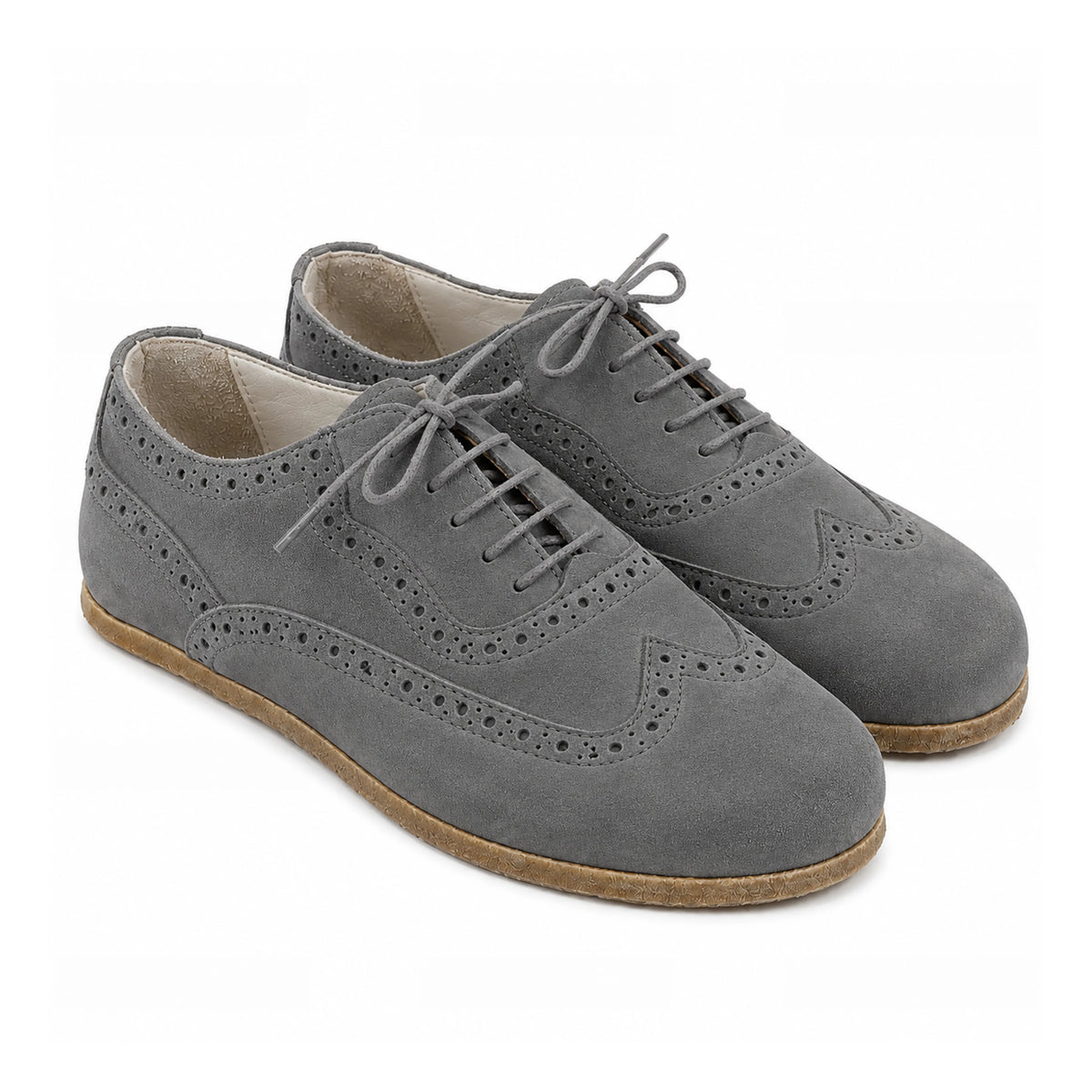 Suede Barefoot Moccasin Shoes – Classic Sole — Leather Sole – Gray