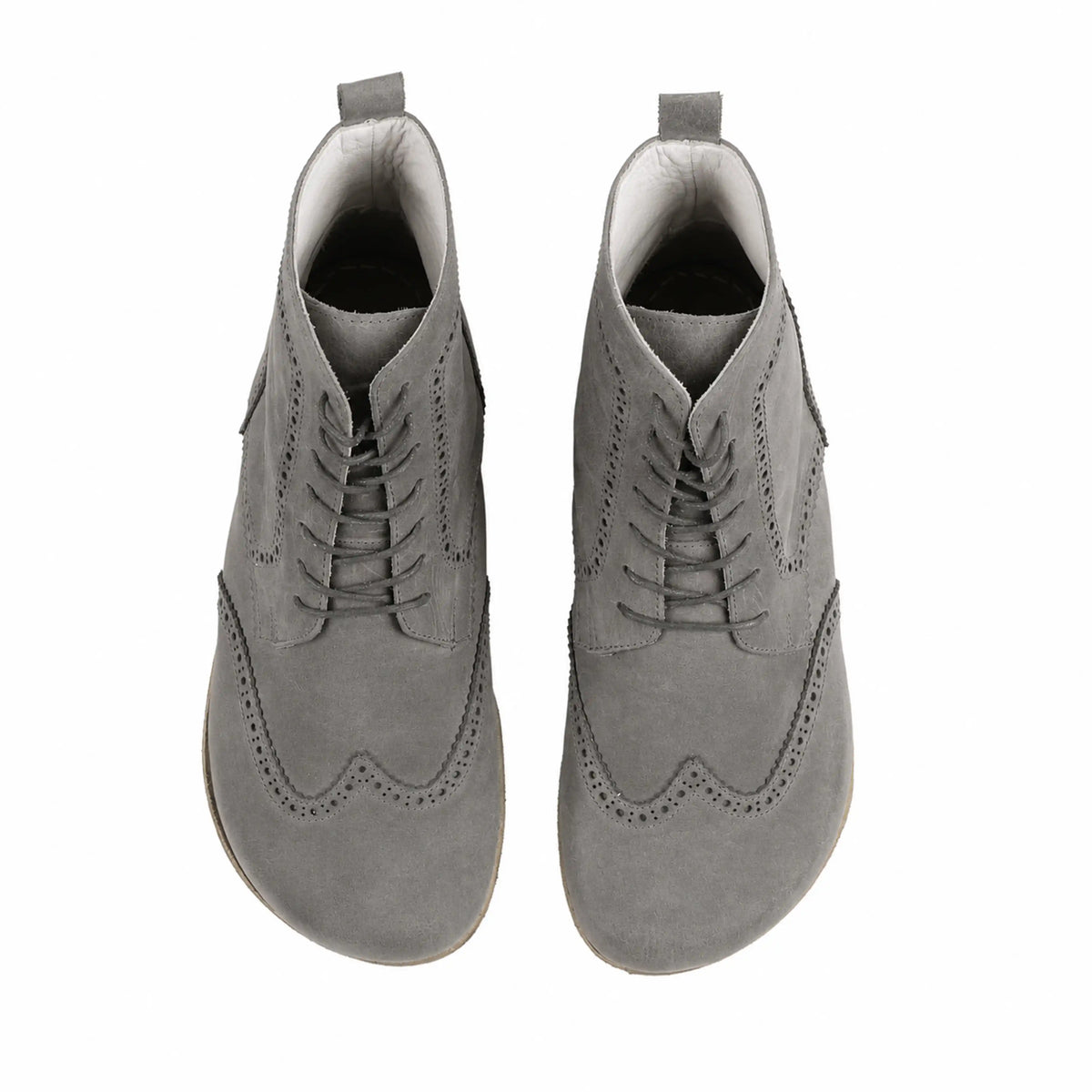 Nubuck Barefoot Moccasin Boots Shoes – Classic Sole — Leather Sole – Gray