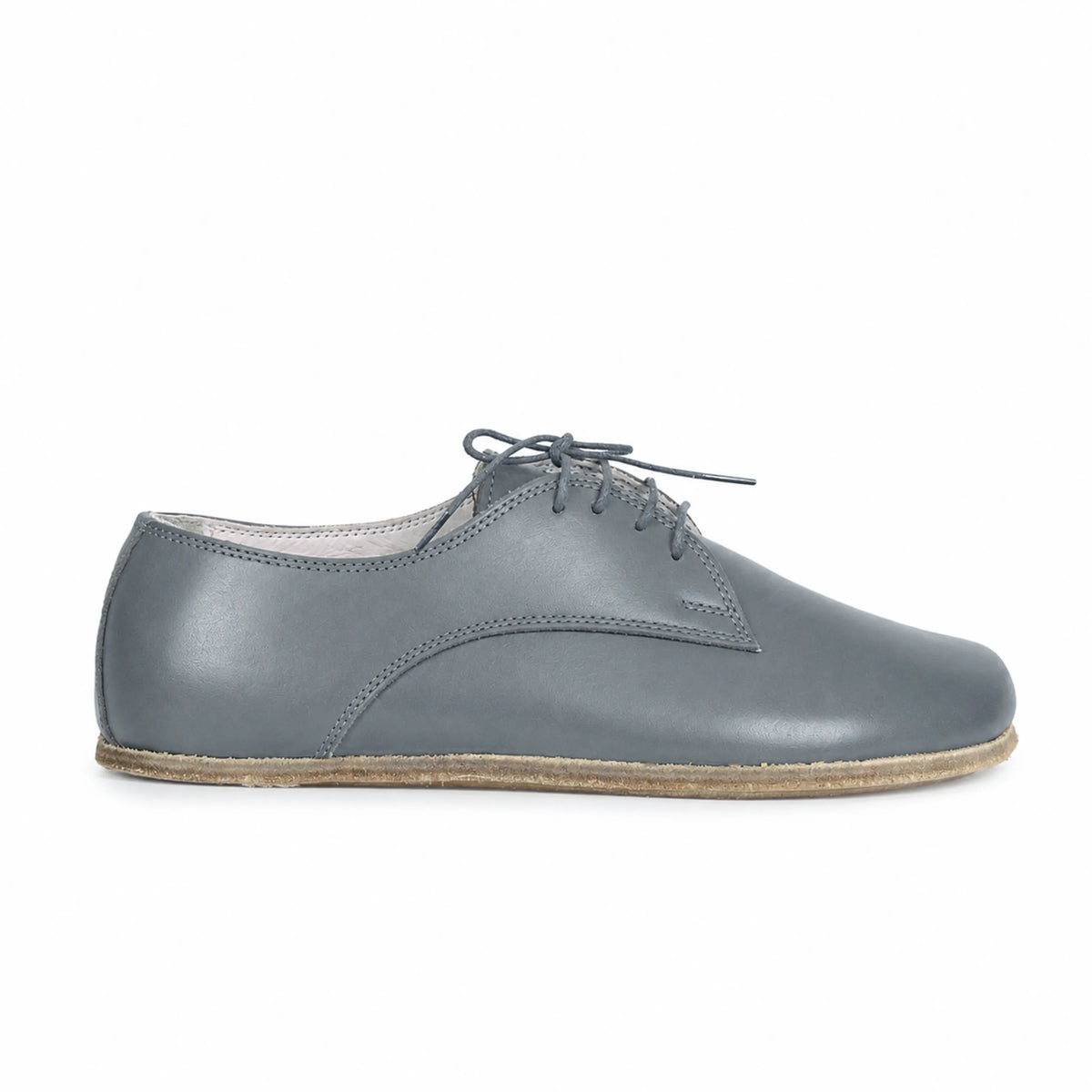 Smooth Barefoot Oxford Shoes – Classic Sole — Leather Sole – Gray