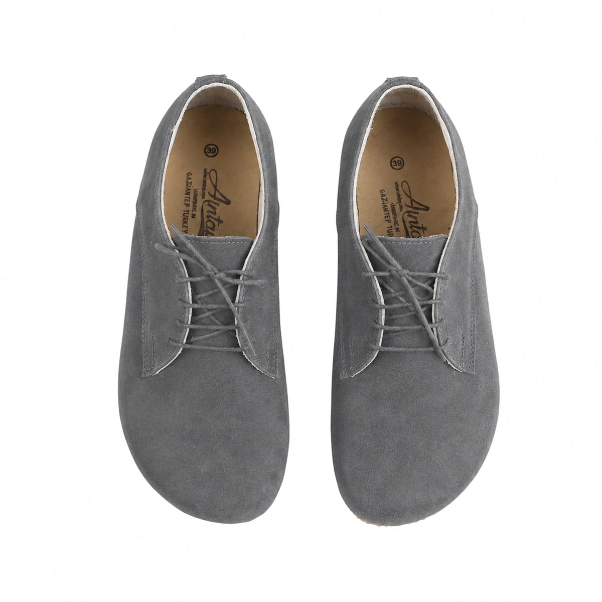 Suede Barefoot Oxford Shoes – Rubber Sole – Gray