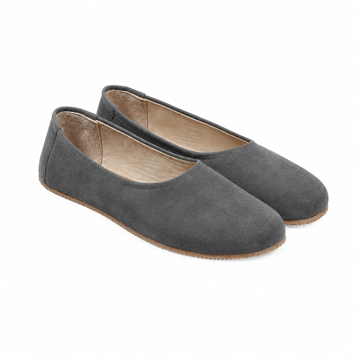 Suede Barefoot Ballet Shoes – Rubber Sole – Gray