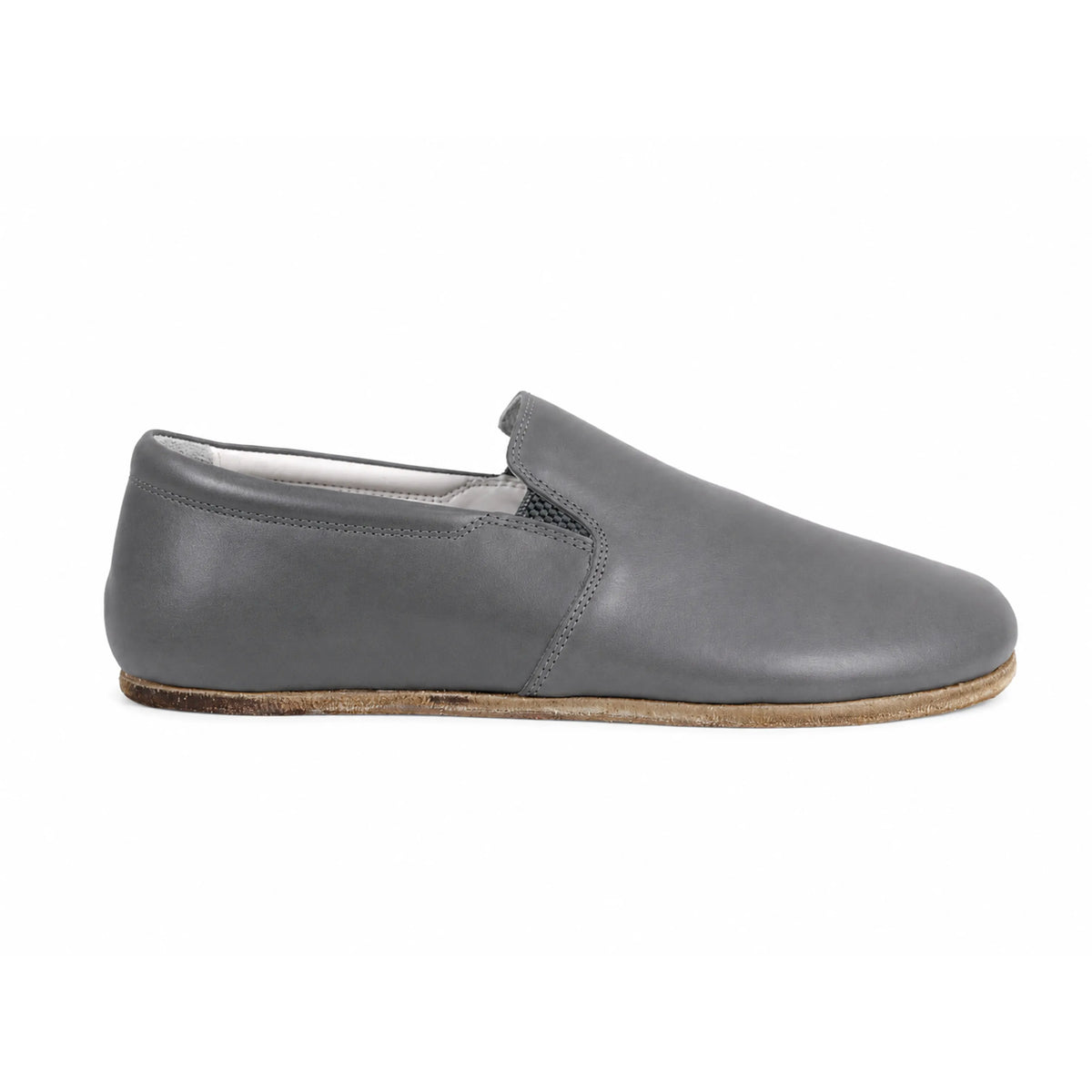Smooth Barefoot Slip-On Shoes – Classic Sole — Leather Sole – Gray