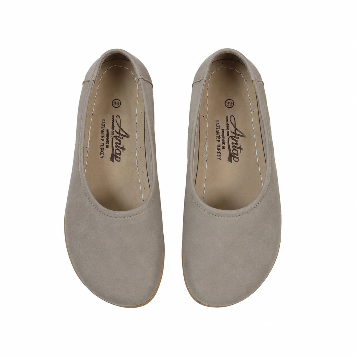 Nubuck Barefoot Ballet Shoes – Classic Sole — Leather Sole – Gray