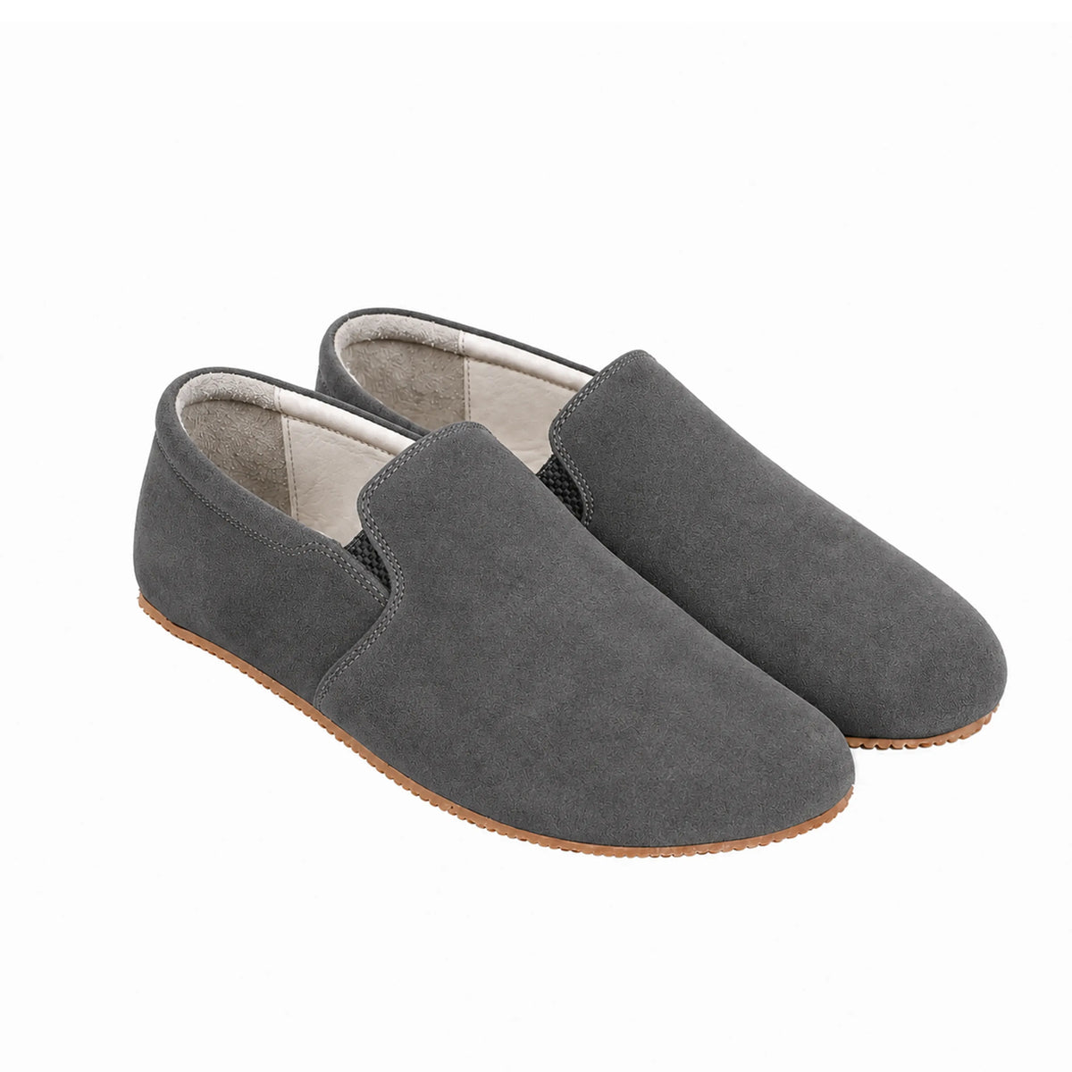 Suede Barefoot Slip-On Shoes – Rubber Sole – Gray