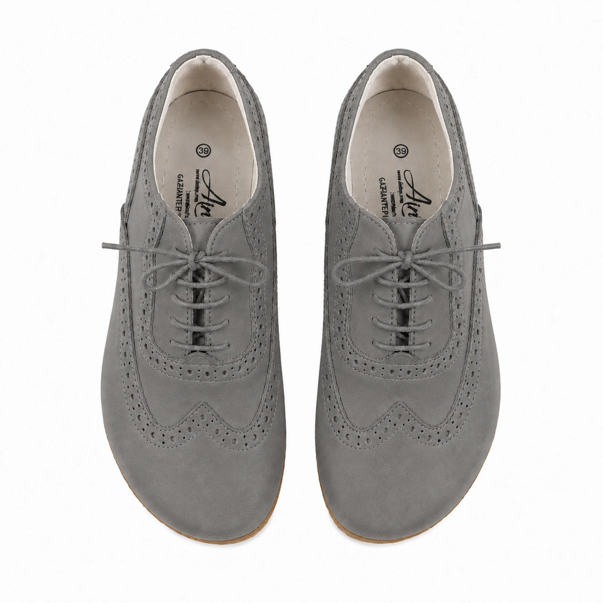 Nubuck Barefoot Moccasin Shoes – Classic Sole — Leather Sole – Gray
