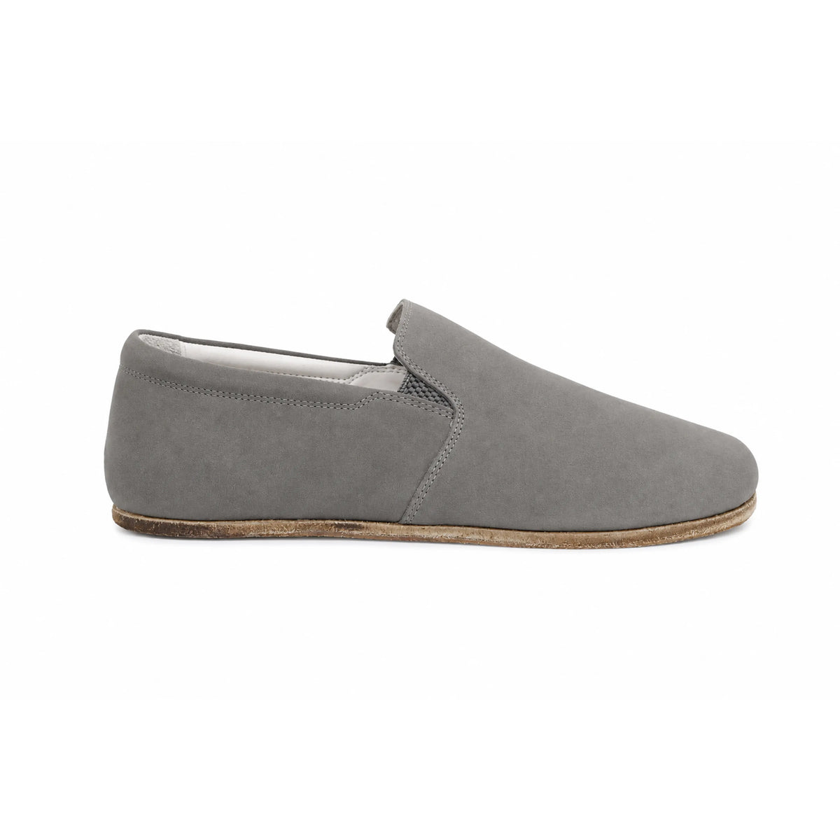 Nubuck Barefoot Slip-On Shoes – Classic Sole — Leather Sole – Gray