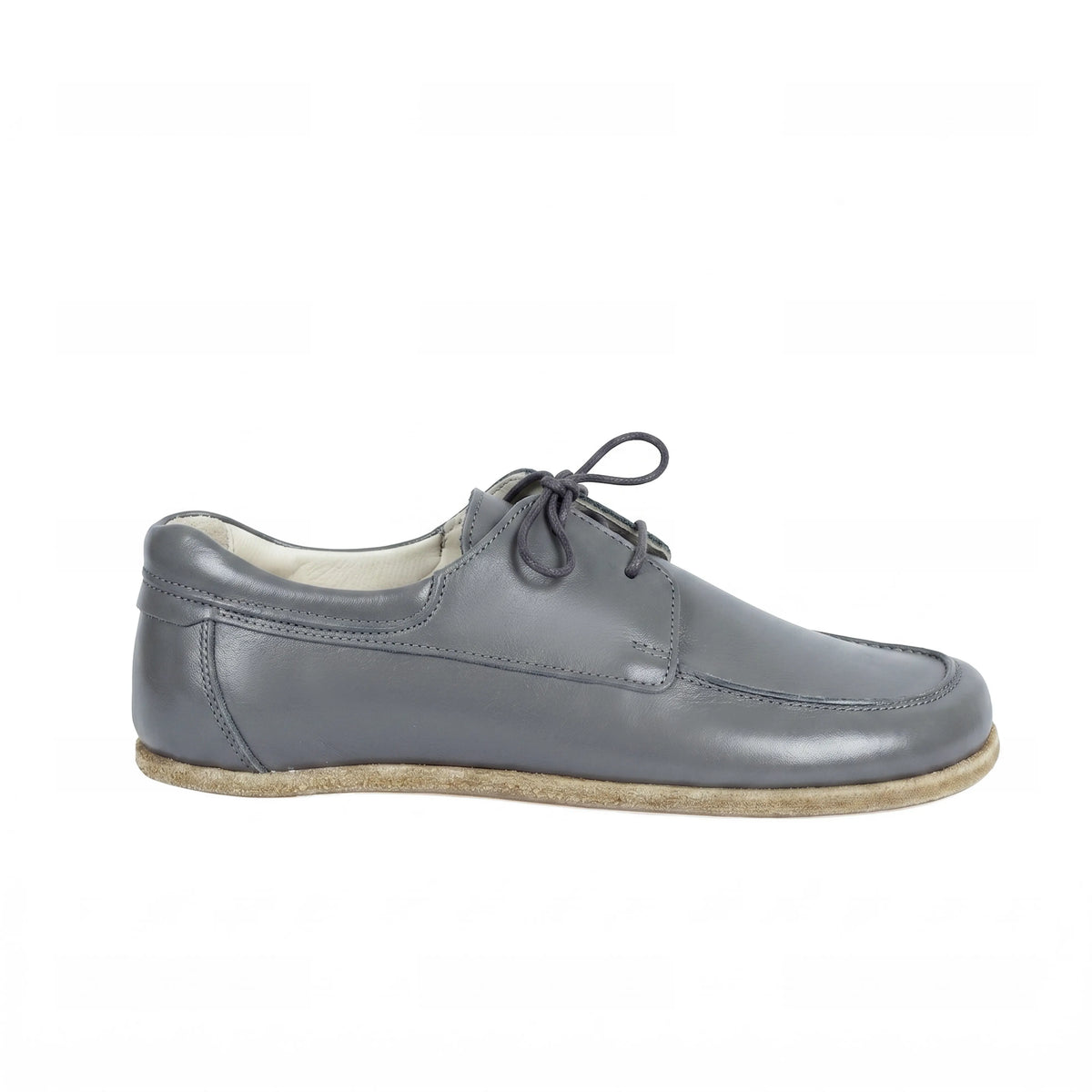 Smooth Barefoot Laces Penny Loafer Shoes – Classic Sole — Leather Sole – Gray