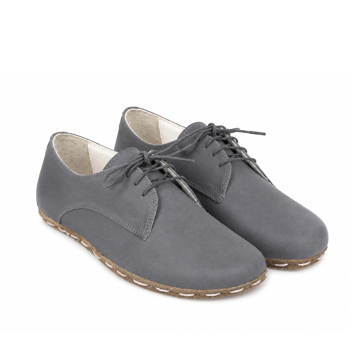 Smooth Barefoot Oxford Shoes — Leather Sole – Gray