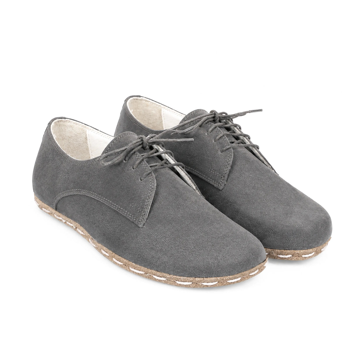 Suede Barefoot Oxford Shoes — Leather Sole – Gray