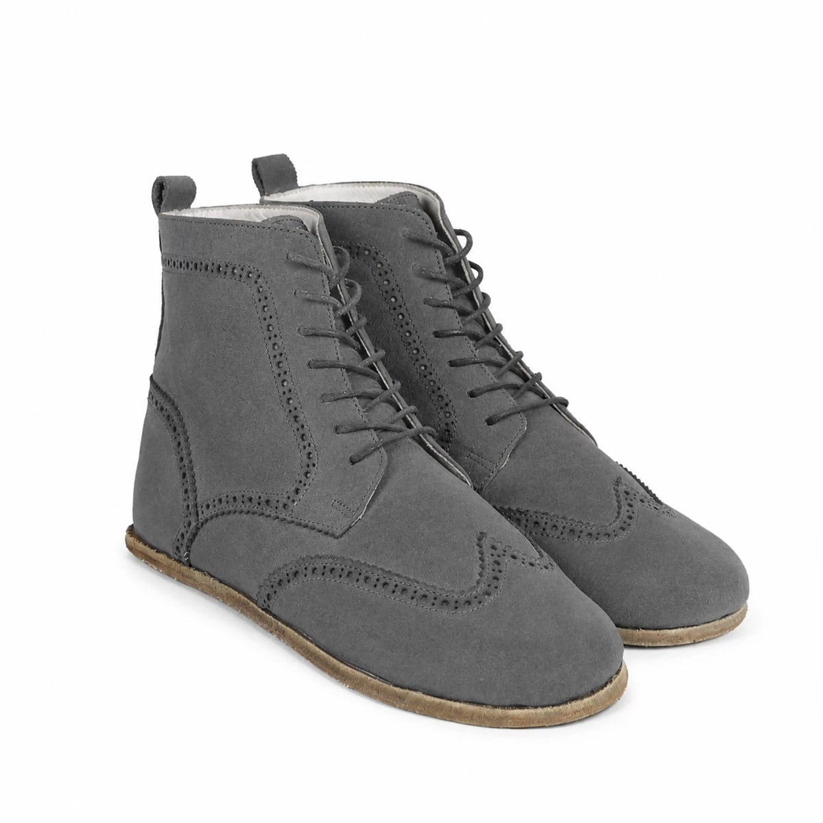 Suede Barefoot Moccasin Boots Shoes – Classic Sole — Leather Sole – Gray