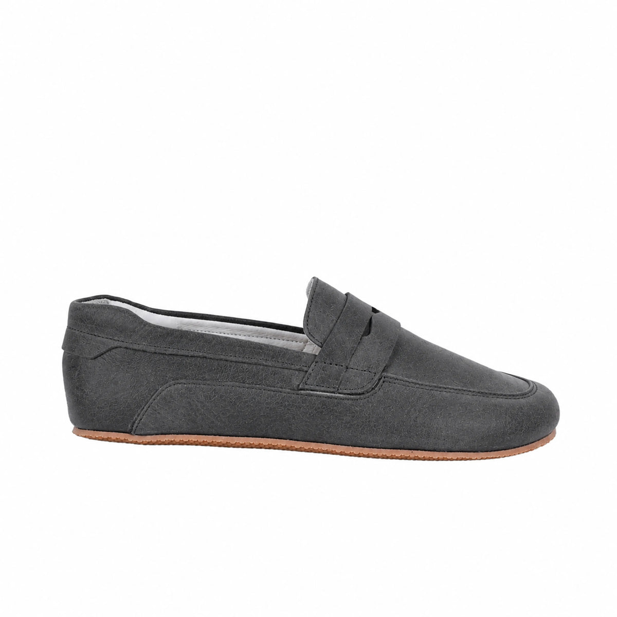 Suede Barefoot Penny Loafer Shoes – Rubber Sole – Gray