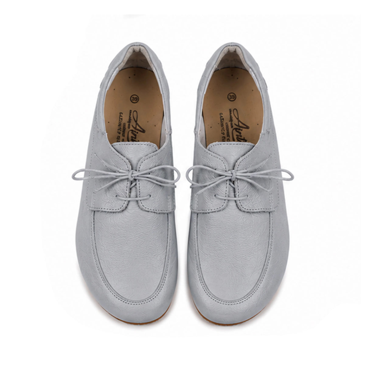 Smooth Barefoot Laces Penny Loafer Shoes – Rubber Sole – Gray