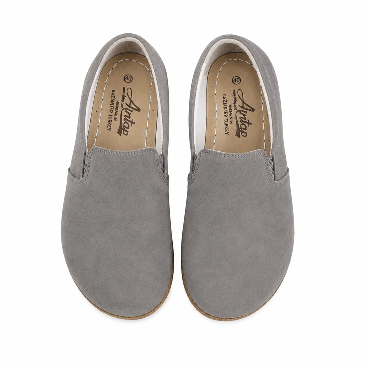 Nubuck Barefoot Slip-On Shoes – Classic Sole — Leather Sole – Gray