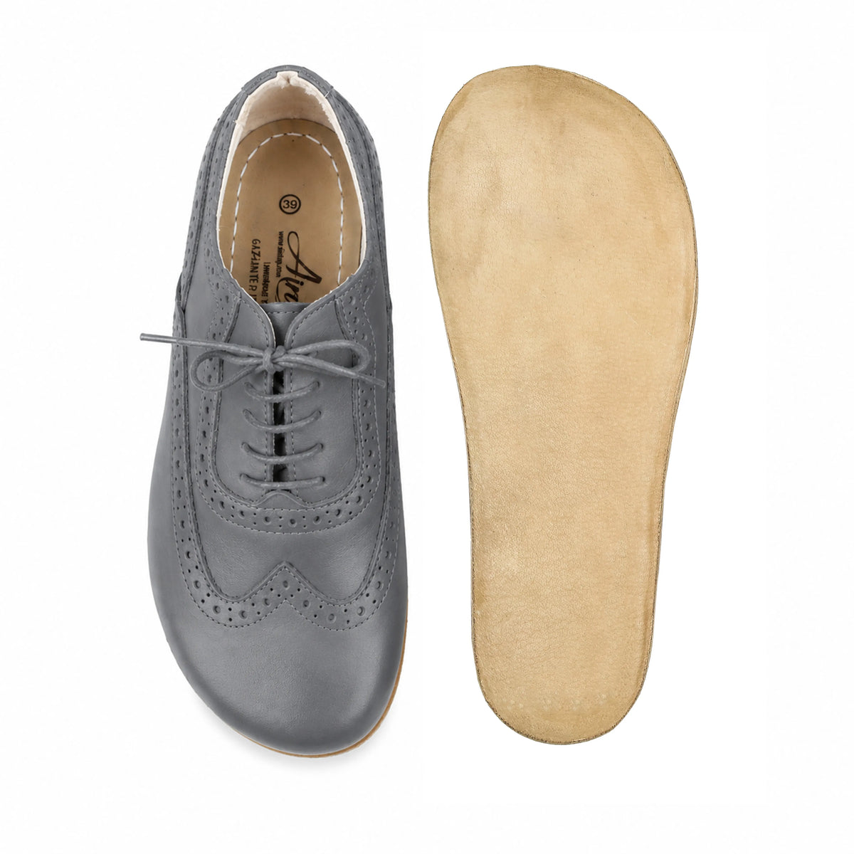 Smooth Barefoot Moccasin Shoes – Classic Sole — Leather Sole – Gray