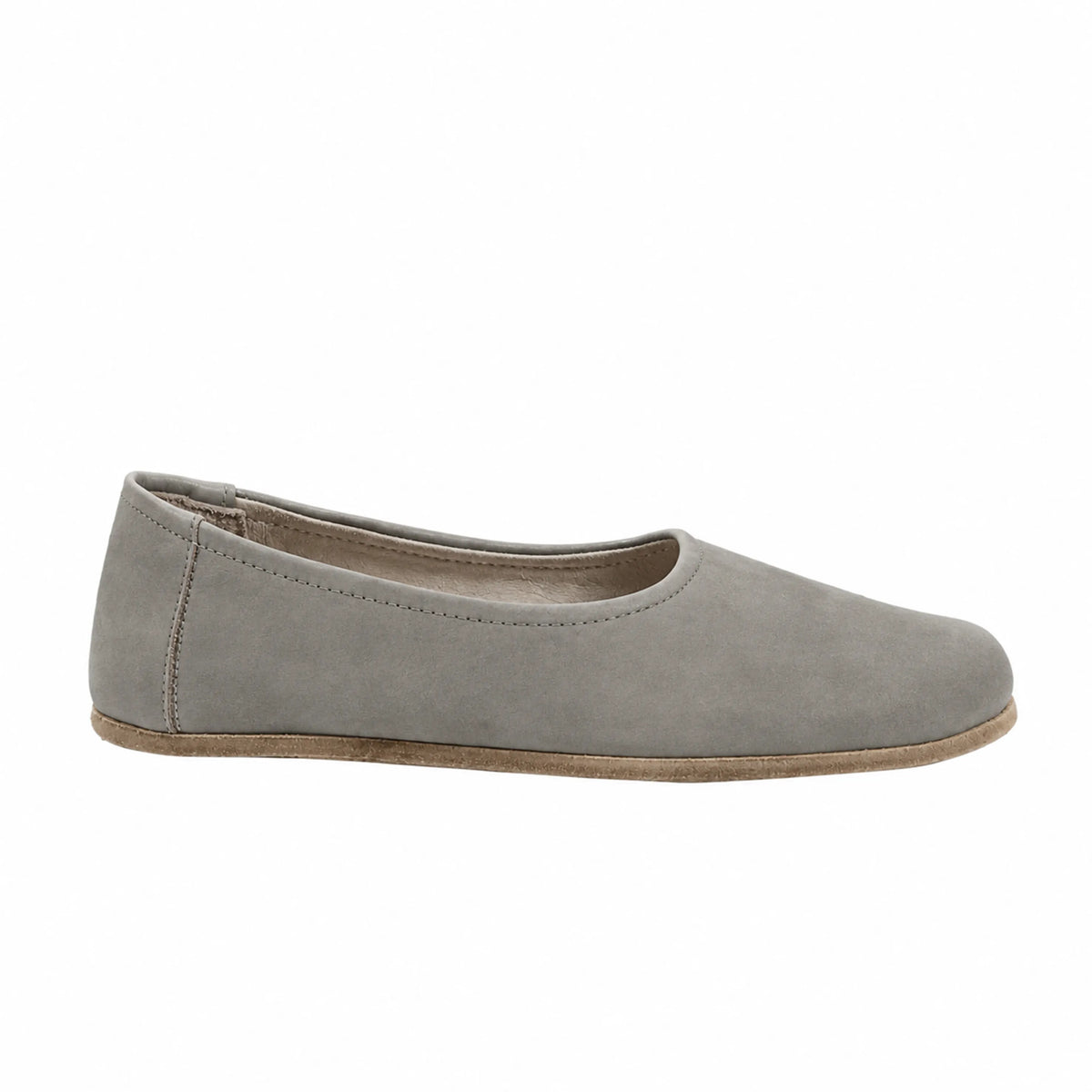 Nubuck Barefoot Ballet Shoes – Classic Sole — Leather Sole – Gray
