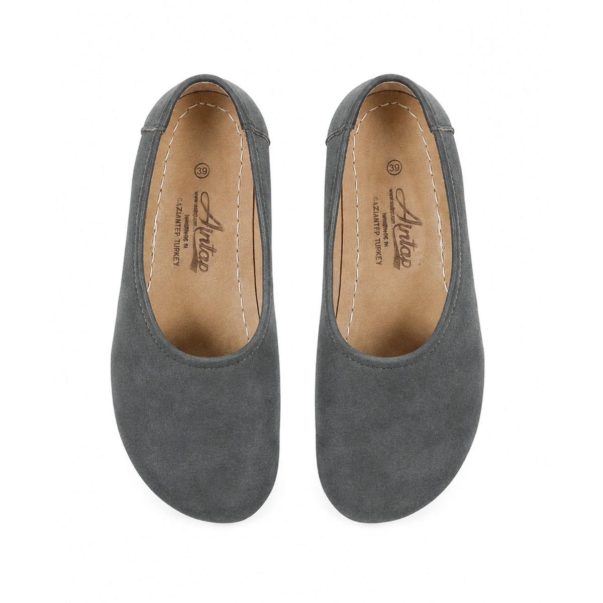 Suede Barefoot Ballet Shoes – Rubber Sole – Gray