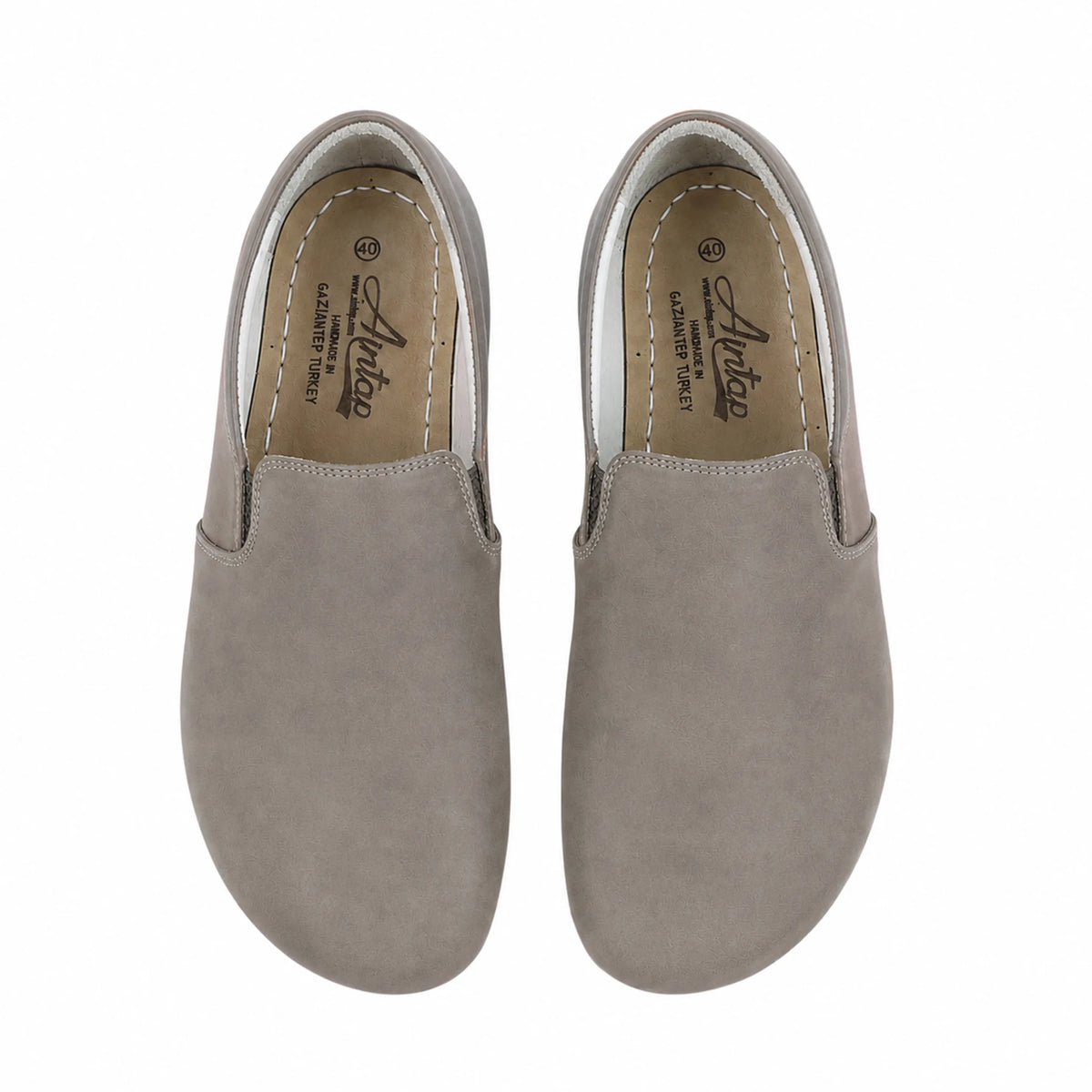 Nubuck Barefoot Slip-On Shoes – Rubber Sole – Gray