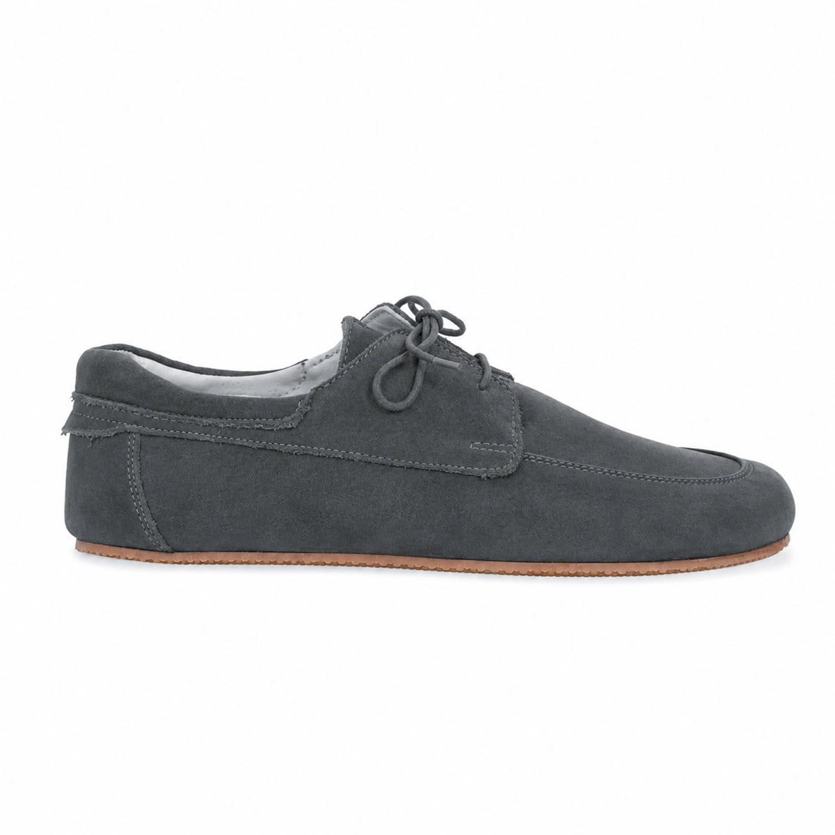 Suede Barefoot Laces Penny Loafer Shoes – Rubber Sole – Gray