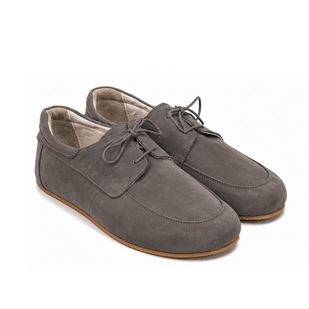 Nubuck Barefoot Laces Penny Loafer Shoes – Rubber Sole – Gray