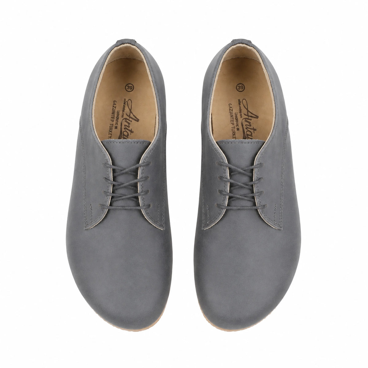 Smooth Barefoot Oxford Shoes — Leather Sole – Gray
