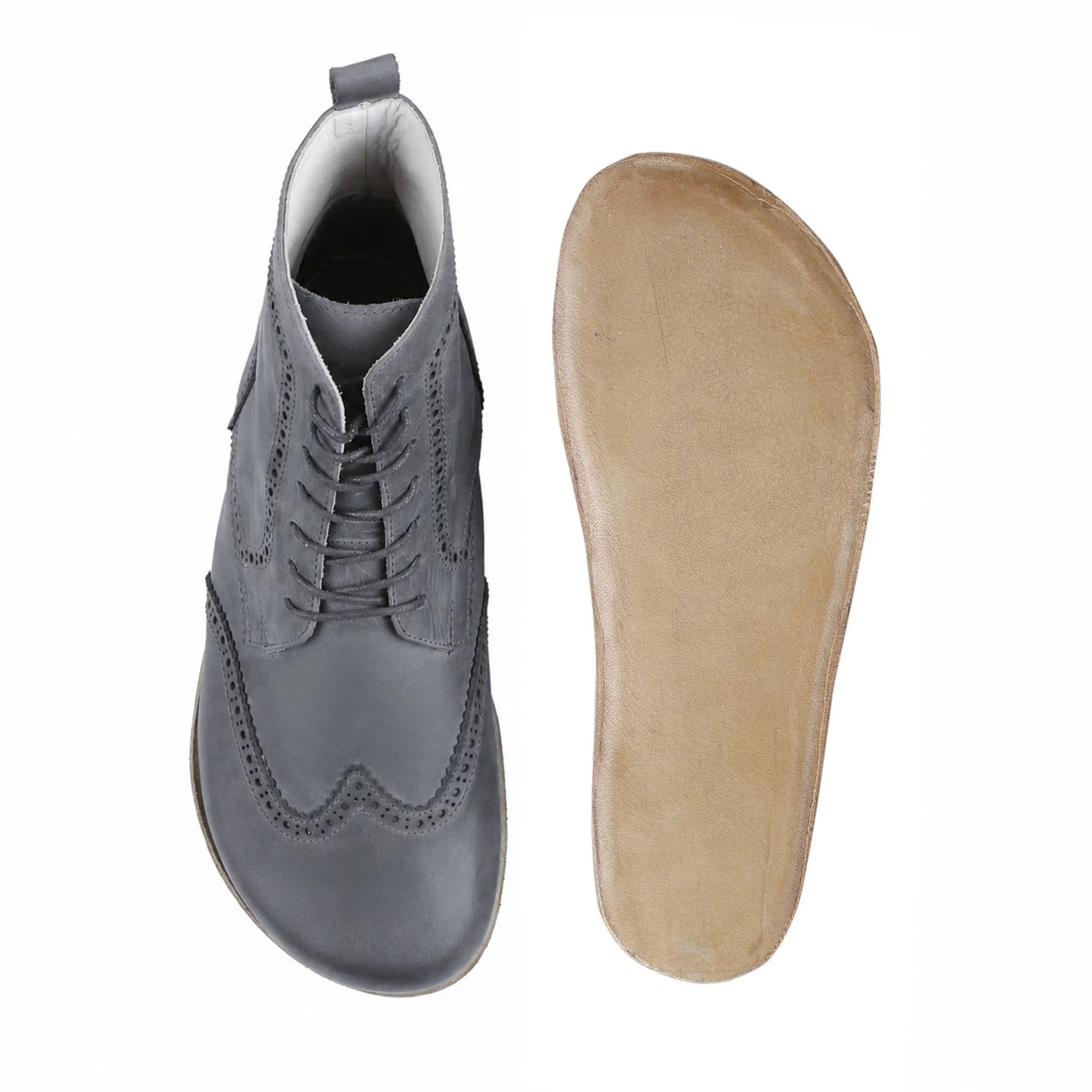 Smooth Barefoot Moccasin Boots Shoes – Classic Sole — Leather Sole – Gray