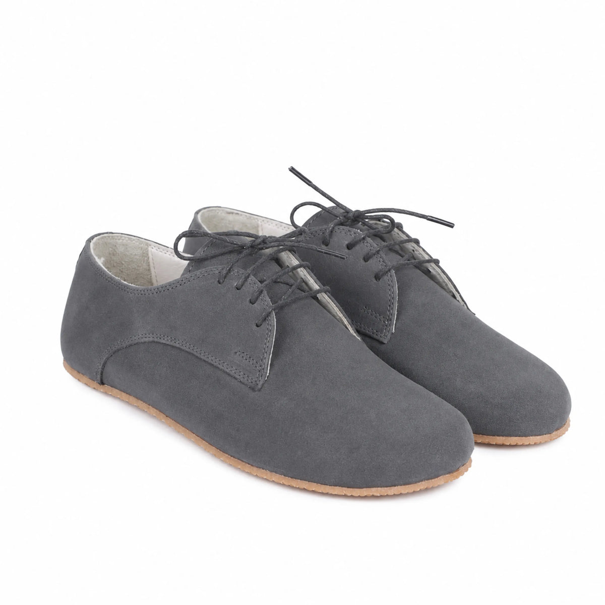 Suede Barefoot Oxford Shoes – Rubber Sole – Gray